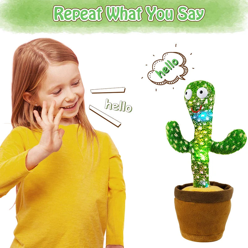 Talking Dancing Cactus Repeats What You say with English Songs.