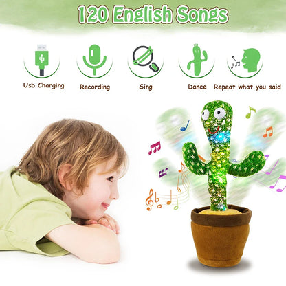 Talking Dancing Cactus Repeats What You say with English Songs.