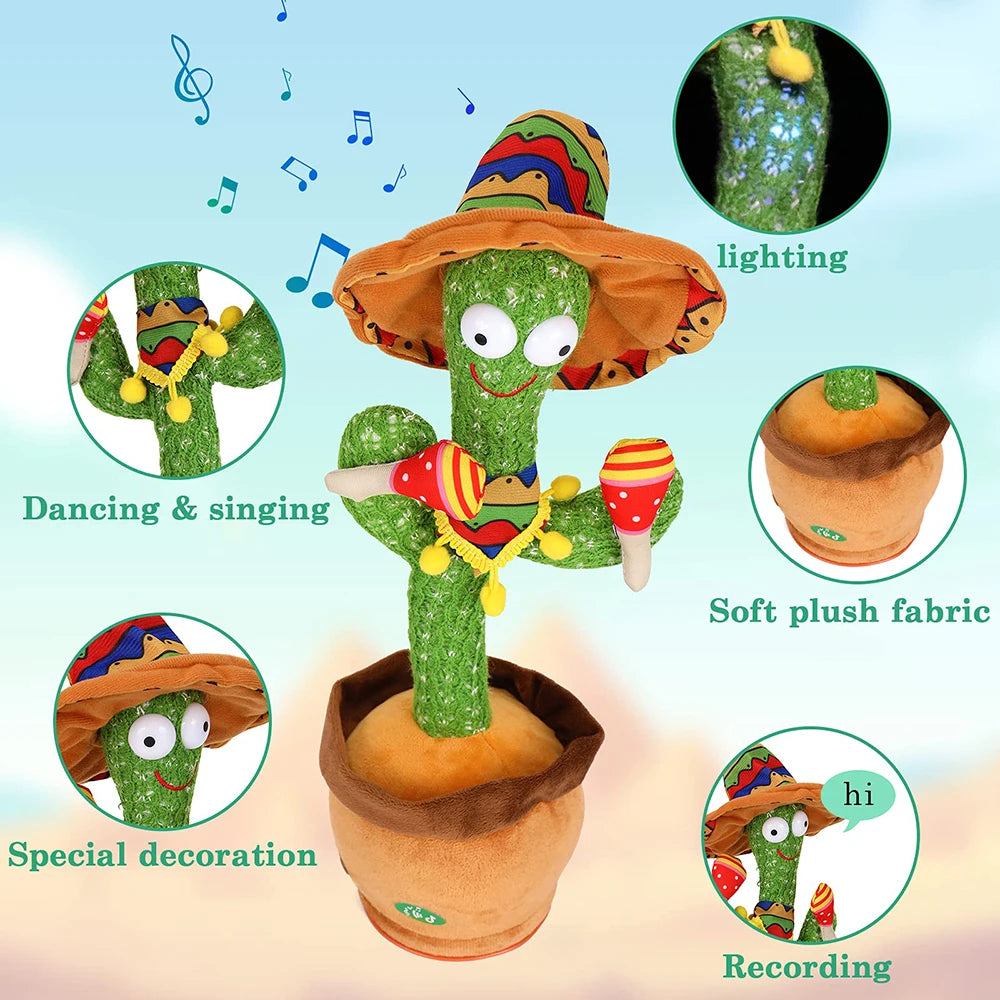 Talking Dancing Cactus Repeats What You say with English Songs.