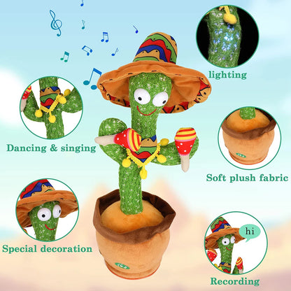 Talking Dancing Cactus Repeats What You say with English Songs.