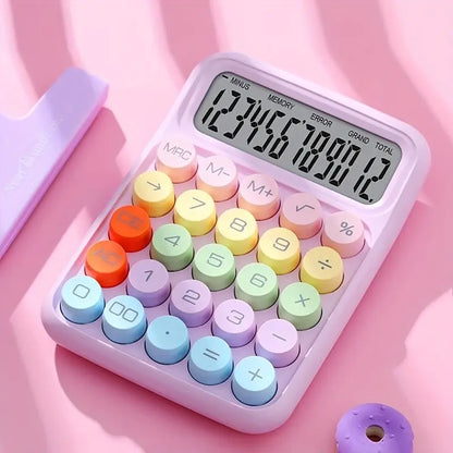 Keyboard Calculator Office 12-digit Mechanical Calculator Cute Candy Colors
