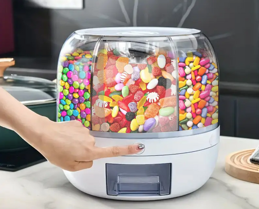 360° Rotating Lolly / Grain Dispenser Circular Sealed Jar