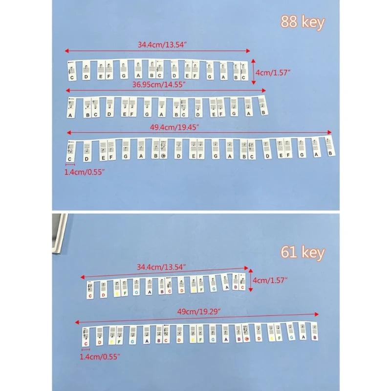 Piano Keyboard Stickers for 88/61 Key, Removable Keyboard Note Labels