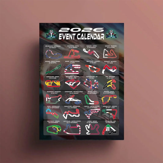 Formula 1 2026 Race Calendar Poster